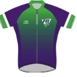 short sleeved cycling jersey with purple and green colouring