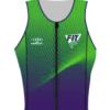 green and purple sleeveless trisuit top