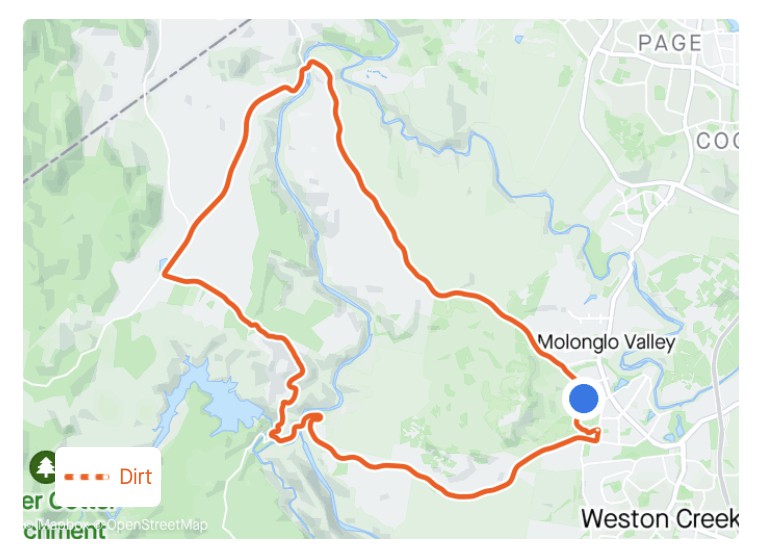 Map of Uriarra cycling loop.